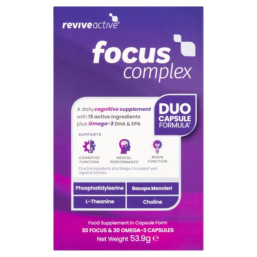 Revive Active Focus Complex Food Supplement in Capsule Form 30 Focus & 30 Omega-3 Capsules 53.9g