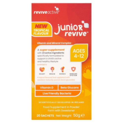 Revive Active Junior Revive Vitamin and Mineral Complex 20 Food Supplement in Powder 50g Ages 5-12