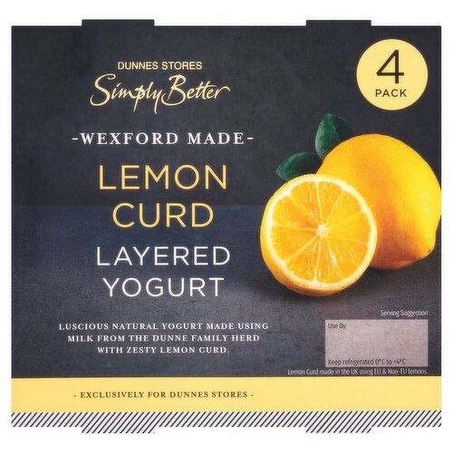 Dunnes Stores Simply Better Lemon Curd Layered Yogurt 500g (4 x 125g)