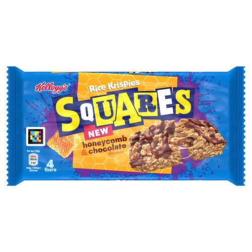 Kellogg’s Rice Krispies Squares Honeycomb & Chocolate flavour Cereal Bars, 4x33g
