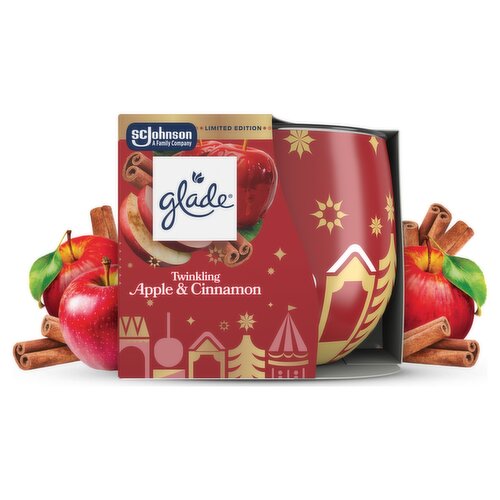 Glade Festive Scented Candle, Twinkling Apple & Cinnamon, 108g