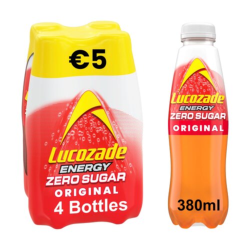 Lucozade Energy Zero Sugar Drink Original 4x380ml PMP €5