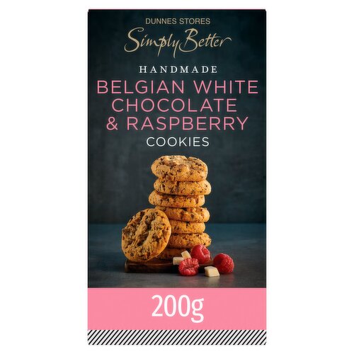 Dunnes Stores Simply Better Handmade Belgian White Chocolate & Raspberry Cookies 200g
