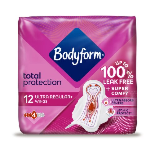 Bodyform Total Protection Ultra Normal Sanitary Towels Wings 12 pack