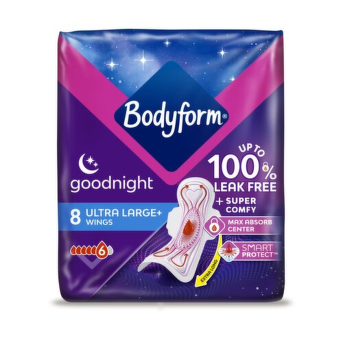 Bodyform Total Protection Ultra Night Sanitary Towels Wings 8 pack