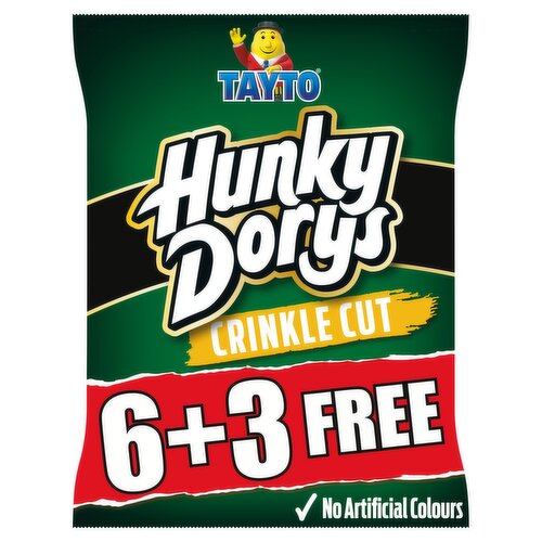 Tayto Hunky Dorys Crinkle Cut Cheddar Cheese & Spring Onion Flavour Potato Crisps 9 x 25g