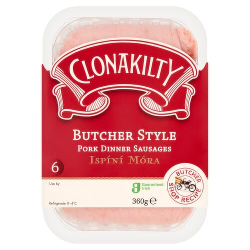 Clonakilty 6 Butcher Style Pork Dinner Sausages 360g