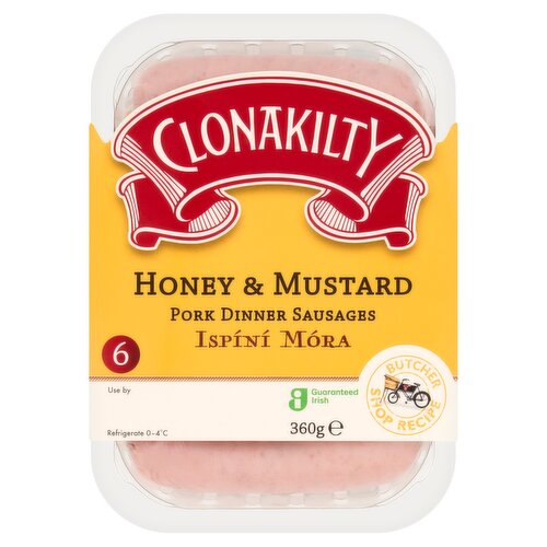 Clonakilty 6 Honey & Mustard Pork Dinner Sausages 360g