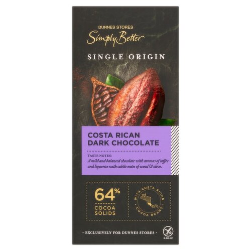 Dunnes Stores Simply Better Single Origin Costa Rican Dark Chocolate 100g