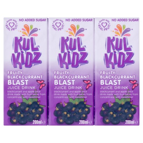 Kul Kidz Fruity Blackcurrant Blast Juice Drink 3 x 200ml