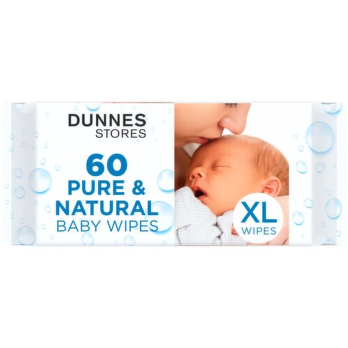 Dunnes Stores 60 Pure & Natural Baby XL Wipes