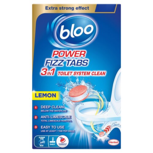 Bloo Power Anti-Limescale Toilet Fizz Tabs - Lemon 8 x 22.5g (180g)
