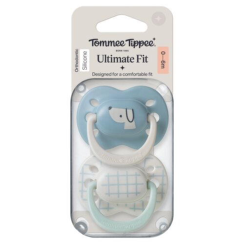Tommee Tippee Ultimate Fit Soother, 0-6 Months, 2 Pack, Orthodontic Dummy