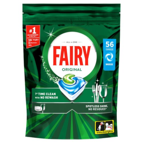 Fairy Original Power Dishwasher Tablets, Breeze, 56 Capsules