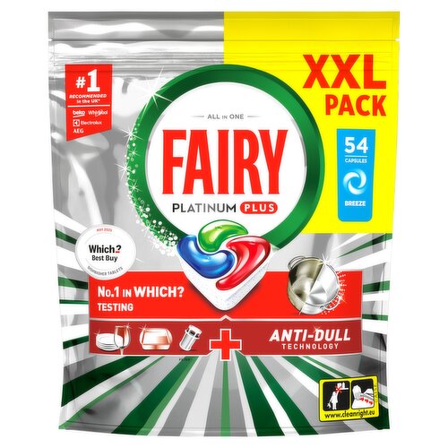 Fairy Platinum Plus  Dishwasher Tablets, Breeze, 54 Capsules
