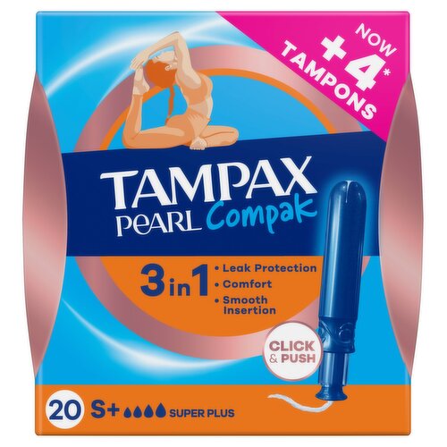 Tampax Pearl Compak Super Plus Tampons With Applicator x20