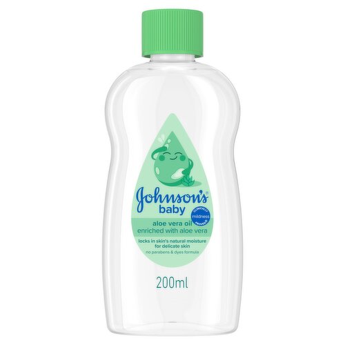 Johnson's Aloe Vera Baby Oil gently hydrates delicate skin, leaving it feeling soft and healthy