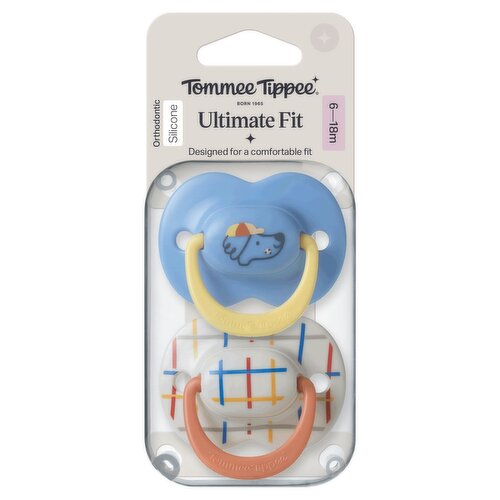Tommee Tippee Ultimate Fit Soother, 6-18 Months, 2 Pack, Orthodontic Dummy