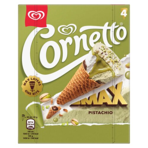 Cornetto MAX Pistachio Ice Cream Cones 4x 90 ml