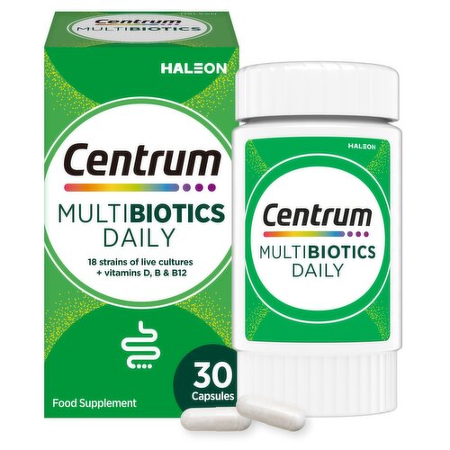 Centrum Multibiotics Daily, probiotic with up to 4bn CFUs & essential vitamin capsules 30s