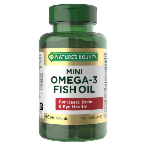 Nature's Bounty 60 Mini Omega-3 Fish Oil Softgels Food Supplement
