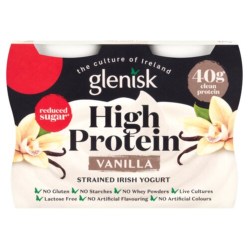 Glenisk High Protein Vanilla Strained Irish Yogurt 4 x 105g (420g)