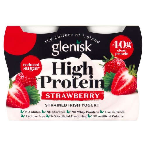 Glenisk High Protein Strawberry Strained Irish Yogurt 4 x 105g (420g)
