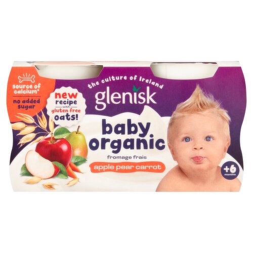 Glenisk Baby Organic Fromage Frais Apple Pear Carrot +6 Months 4 x 60g (240g)