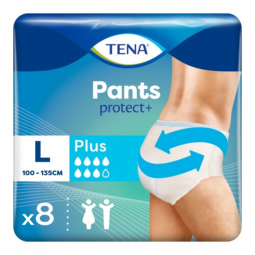TENA Incontinence Pants Protect+ Plus Size Large 8 pack