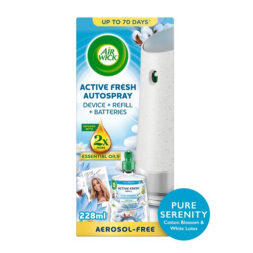 Air Wick Active Fresh Kit, Cotton Blossom & White Lotus Air Freshener, 228ml
