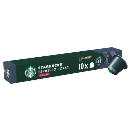 STARBUCKS Decaf Espresso Roast by NESPRESSO Coffee Pods, Dark Roast, 57g box of 10