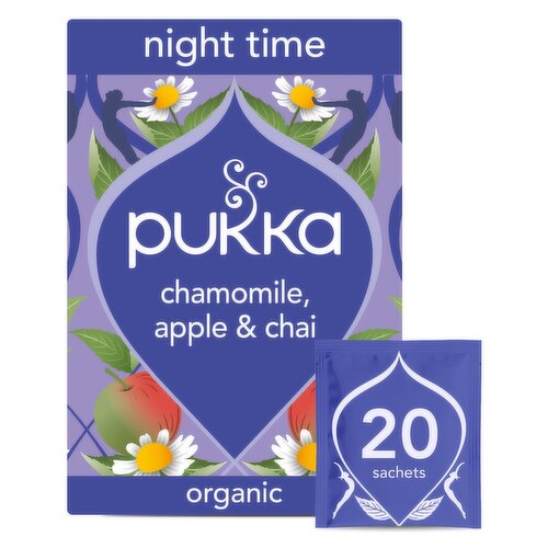 Pukka Organic Night Time Herbal Tea With Chamomile, Apple and Cinnamon 20 Sleep Tea Bags 36g