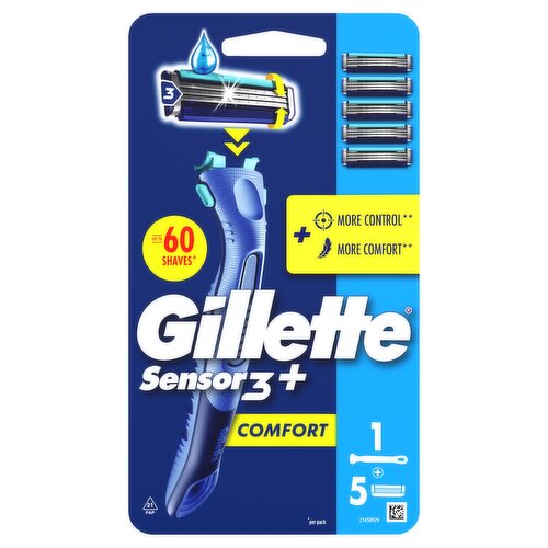 Gillette Sensor 3+ Comfort Men’s Razor + 5 Blade Refills