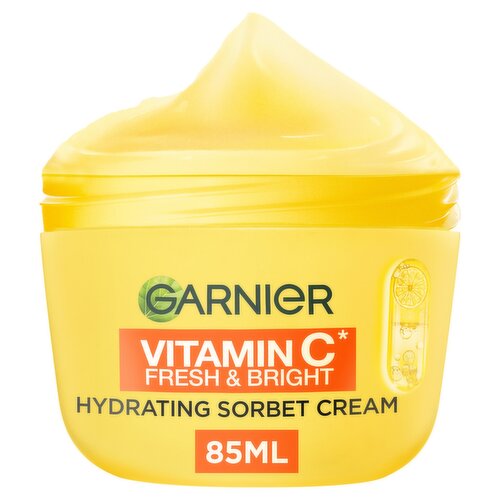 Garnier Vitamin C* Fresh & Bright Hydrating Sorbet Cream, 4% Vitamin C* + Niacinamide - 85ml