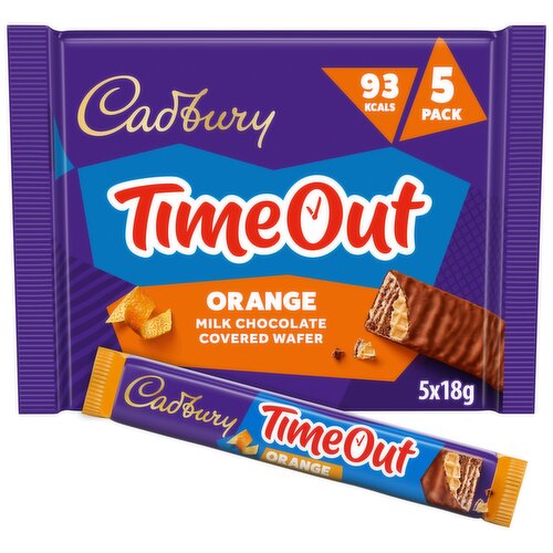 Cadbury Timeout 5-pack Orange Chocolate WaferBiscuit Bars Multipack (5x 18g bars) 90 g