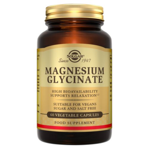 Solgar Magnesium Glycinate 60 Vegetable Capsules Food Supplement