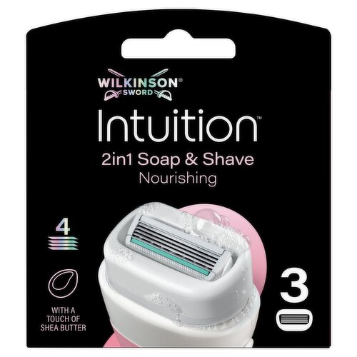 Wilkinson Sword Intuition 2in1 Soap & Shave Nourishing, 3 Women's Razor Blade Refills