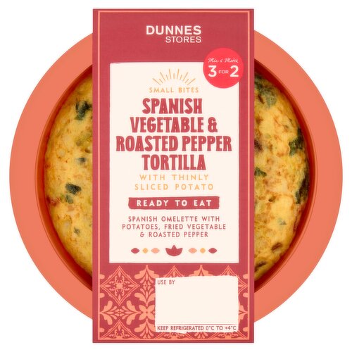 Dunnes Stores Spanish Vegetable & Roasted Pepper Tortilla with Thinly Sliced Potato 250g