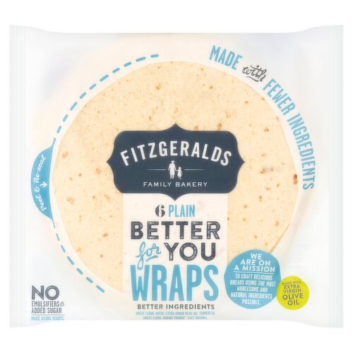 Fitzgeralds Family Bakery 6 Plain Better for You Wraps 370g