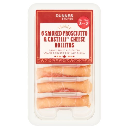 Dunnes Stores 6 Smoked Prosciutto & Castelli Cheese Rollitos 66g