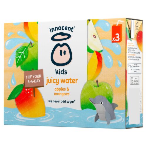 innocent kids juicy water apples & mangoes 3x200ml