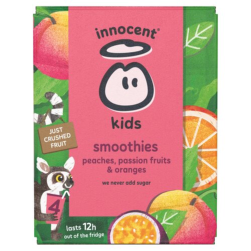 innocent Kids Peaches, Passion Fruits & Oranges Smoothies 4x150ml