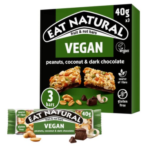Eat Natural Fruit & Nut Bars Peanuts, Coconut & Dark Chocolate 3 x 40g