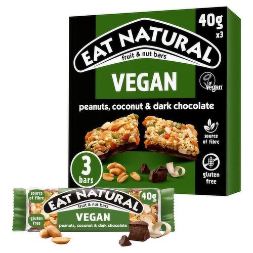 Eat Natural Fruit & Nut Bars Peanuts, Coconut & Dark Chocolate 3 x 40g
