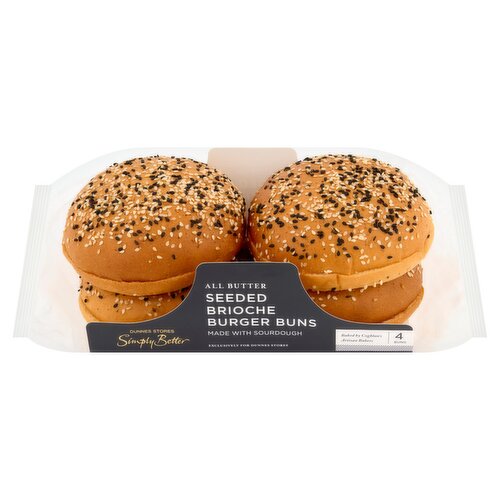 Dunnes Stores Simply Better All Butter Seeded Brioche Burger Buns 290g