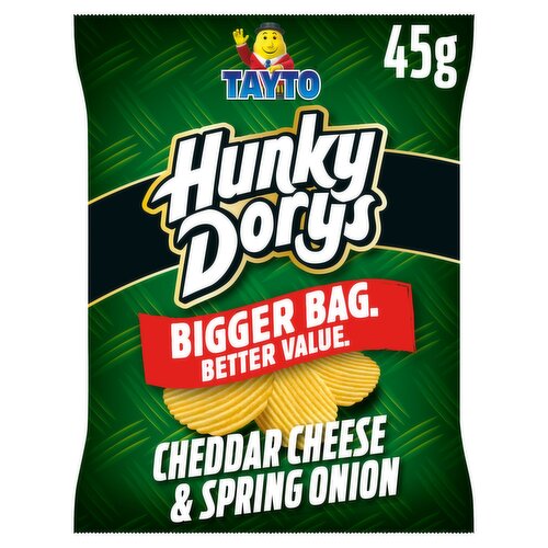 Tayto Hunky Dorys Cheddar Cheese & Spring Onion Flavour Potato Crisps 45g
