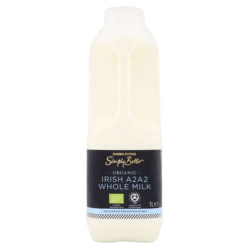 Dunnes Stores Simply Better Organic Irish A2A2 Whole Milk 1L