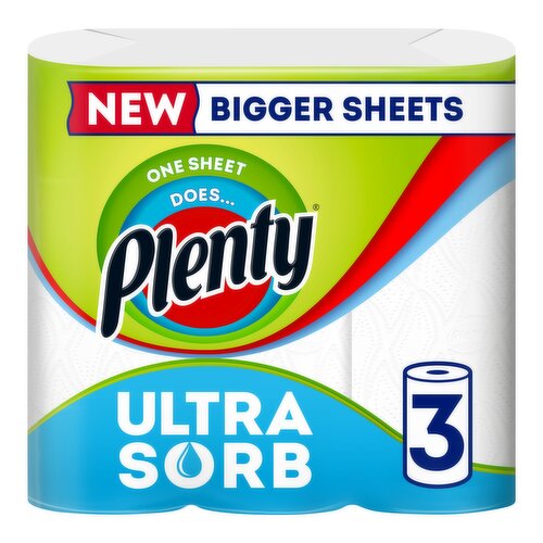 Plenty Ultrasorb Kitchen Roll 3 Rolls