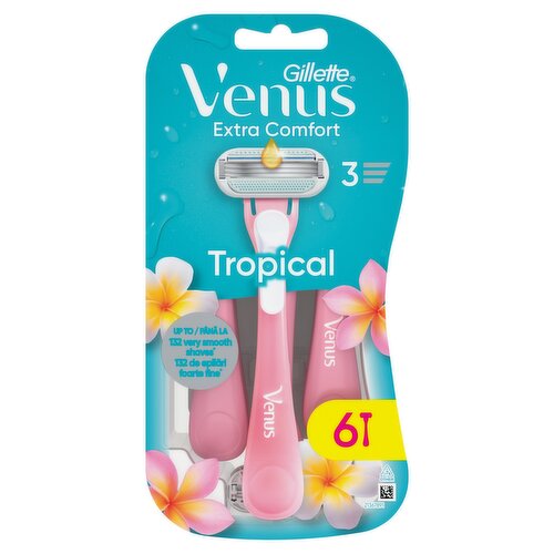 Gillette Venus Extra Comfort Tropical Razors, Pack Of 6