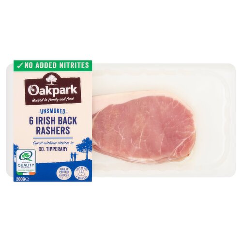 Oakpark 6 Unsmoked Irish Back Rashers 200g